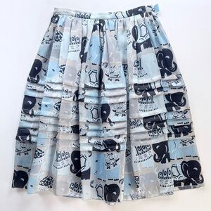 Jules Reid Silk Elephant Print Full Skirt Size 6